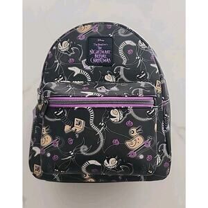 Disney Nightmare Before Christmas Black & Purple Mini Backpack Excellent Cond